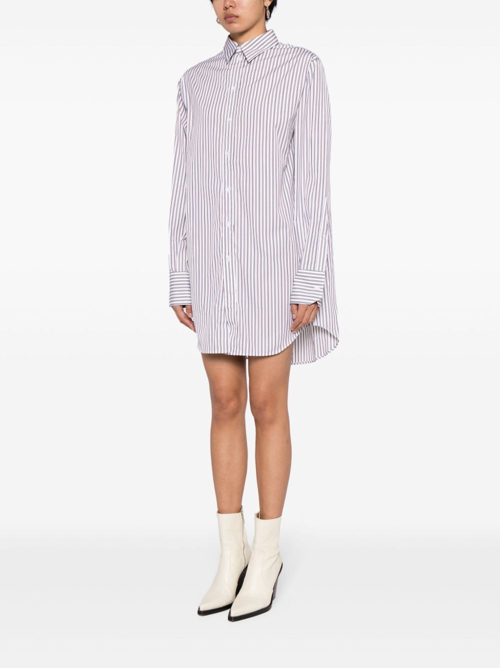 striped cotton shirt dress - 3