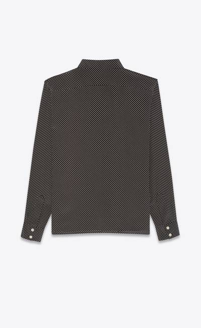 SAINT LAURENT fitted military shirt in polka dot crepe de chine outlook