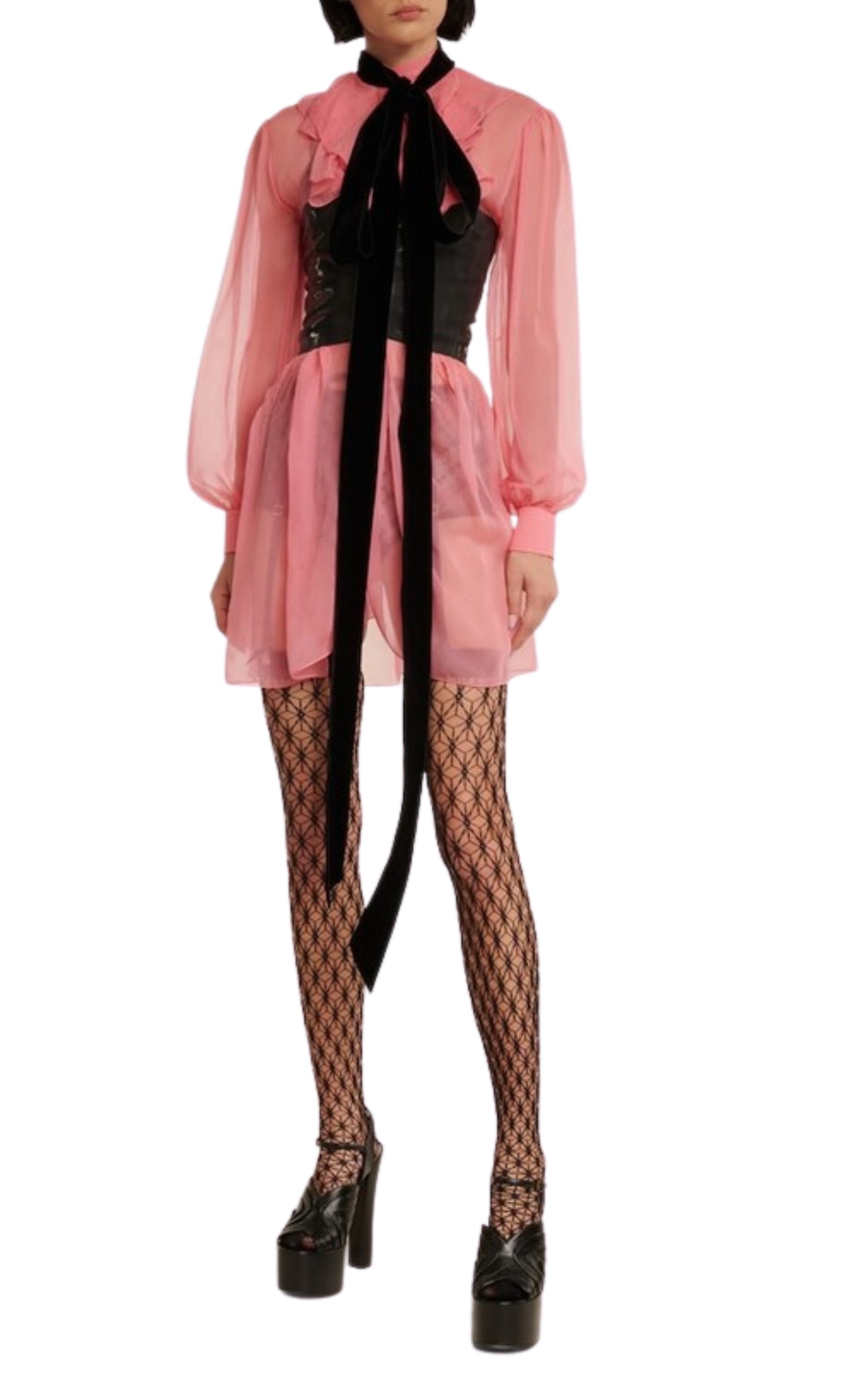 Velvet Ties Silk-chiffon Dress - 6
