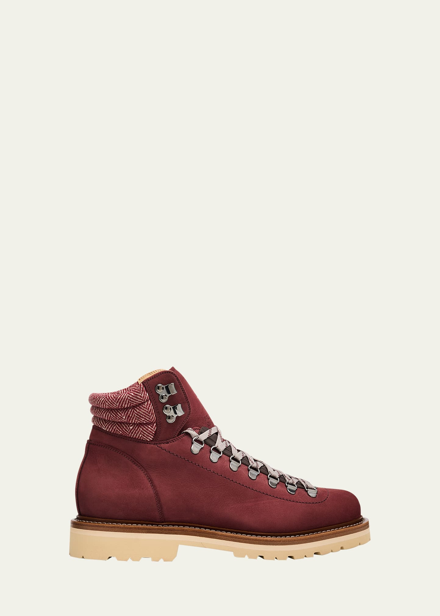 Men's Nubuck Fabric-Collar Hiking Boots - 1