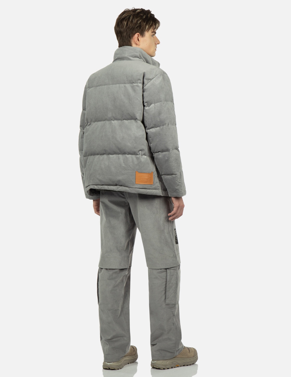 Seagull and Slogan Embroidered Velvet Down Jacket - 4