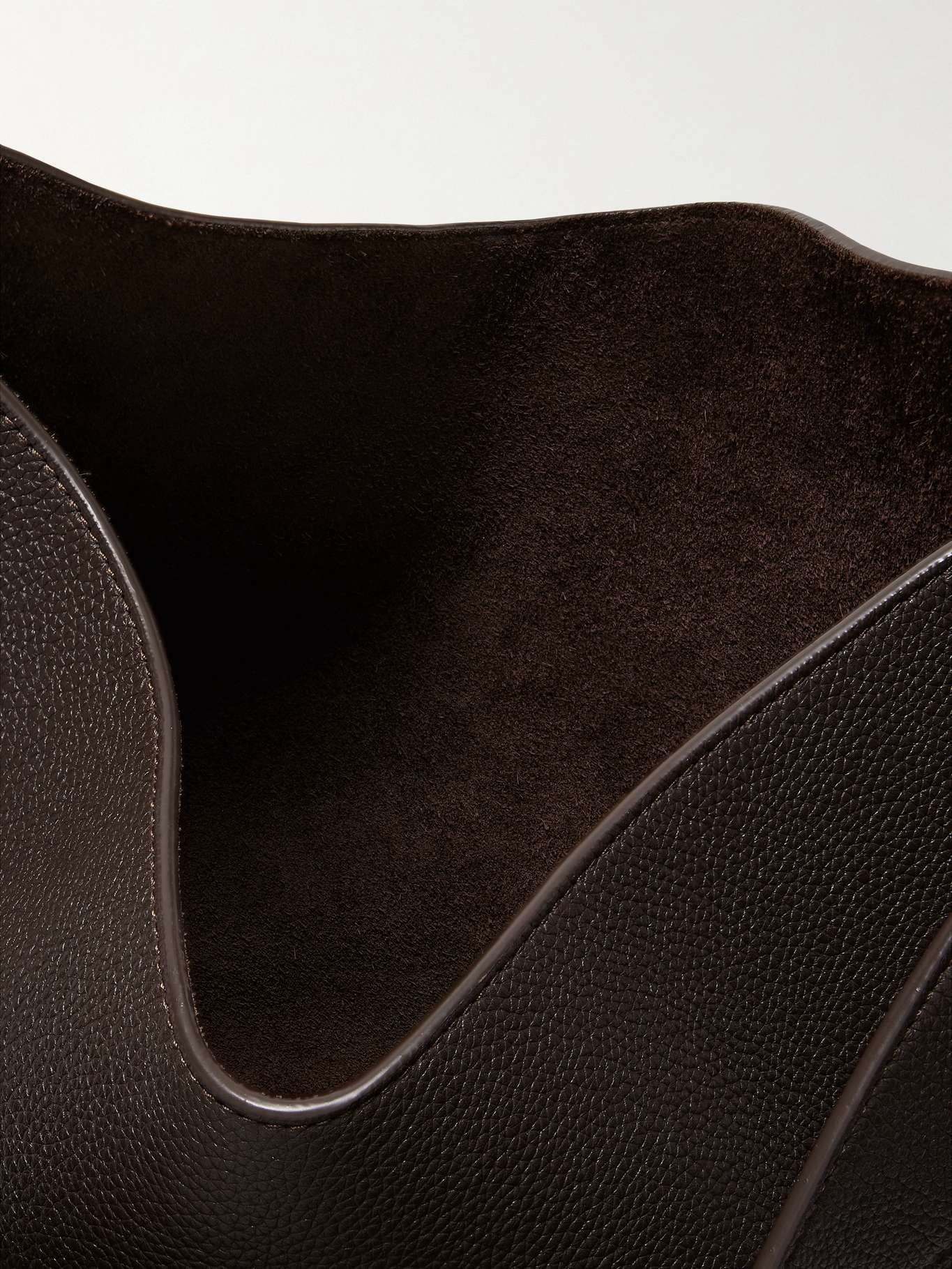 Lotus small textured-leather tote Dark brown - 5