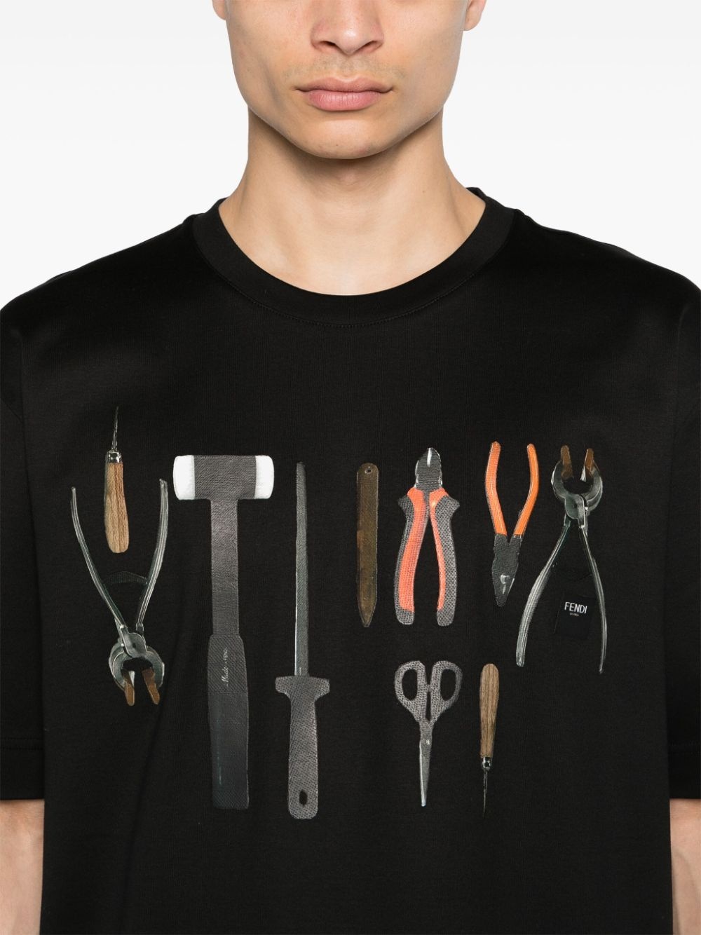 tool-print cotton T-shirt - 5
