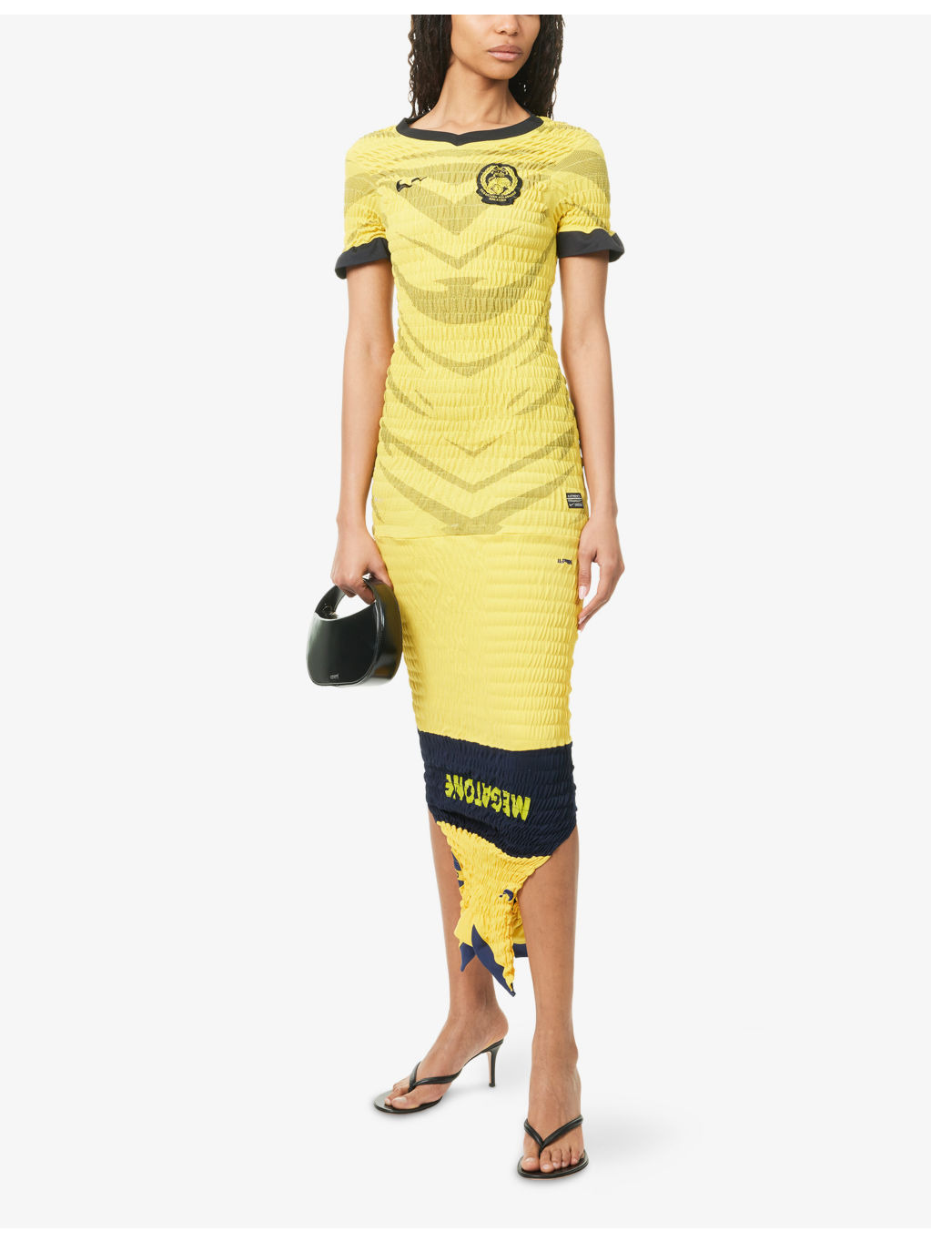 Reconstitued Shirred Football Woven Maxi Dress - 2