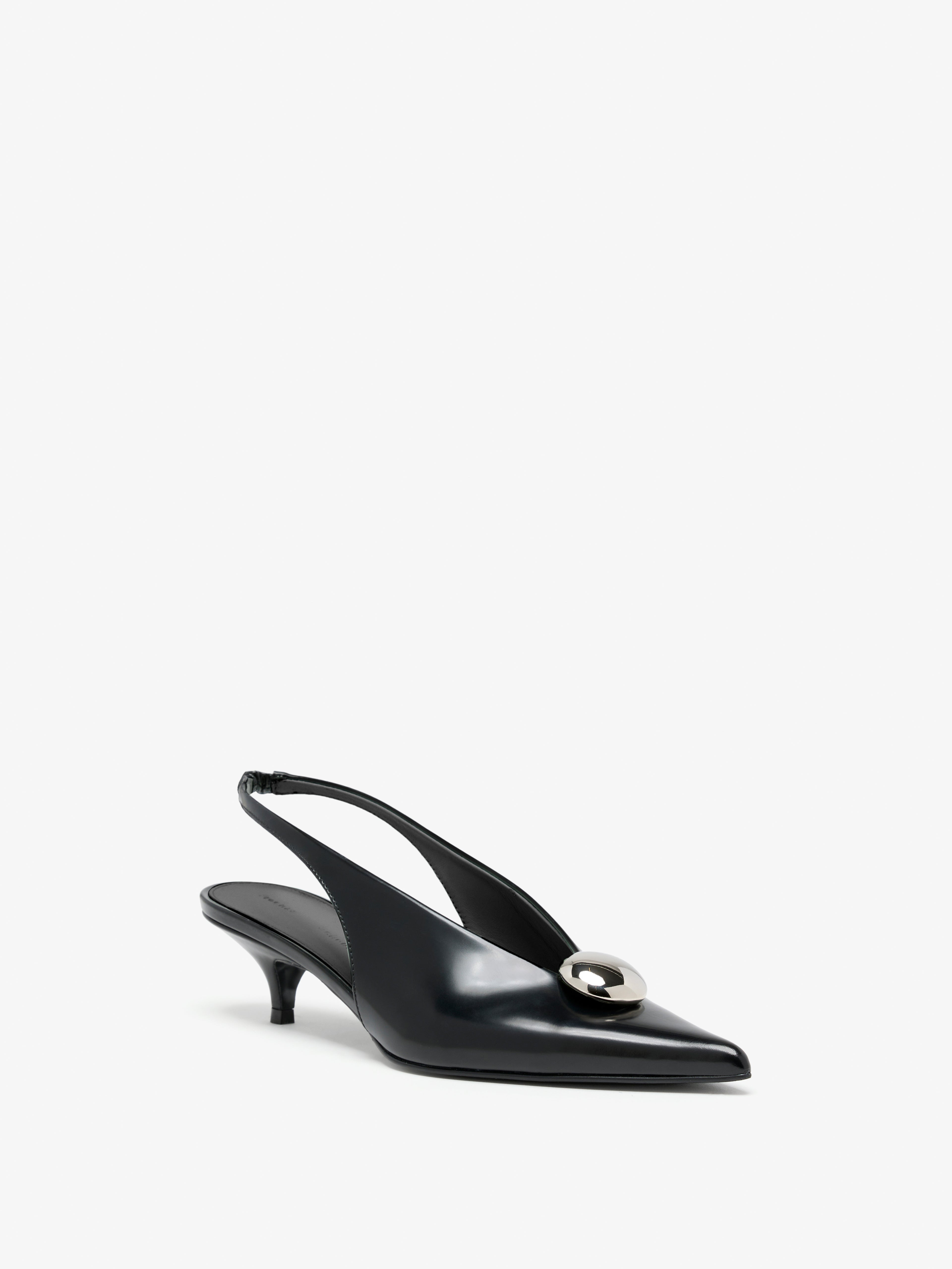 Dome Slash Slingbacks in Polished Calf - 2