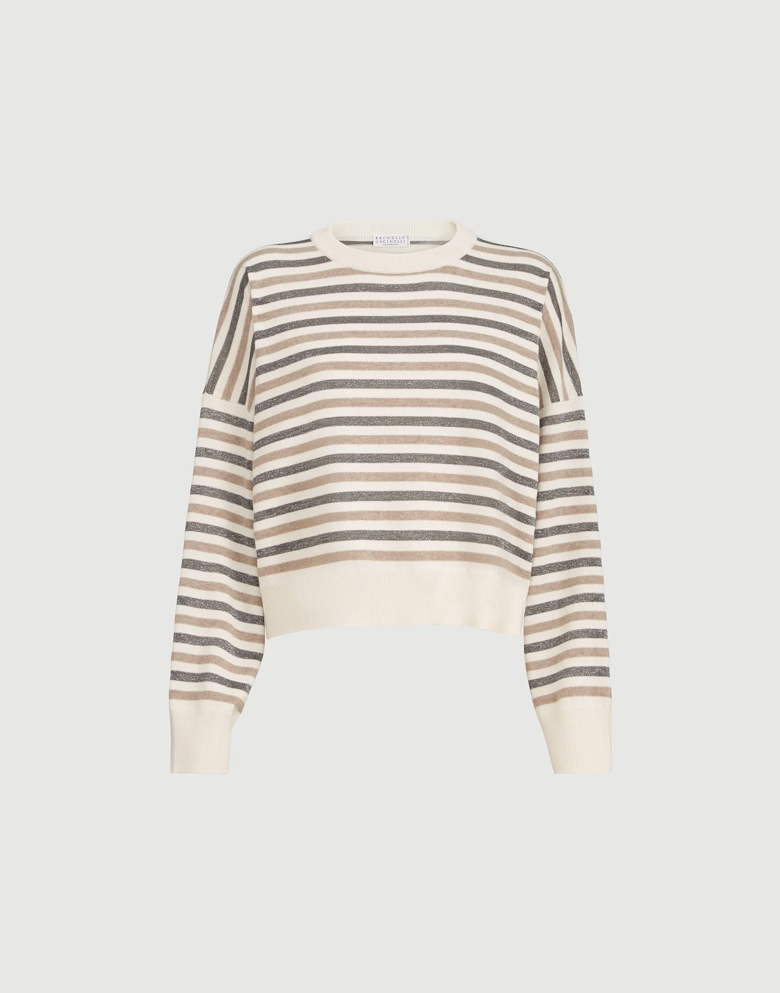 Virgin wool, cashmere and silk sparkling stripes sweater - 1