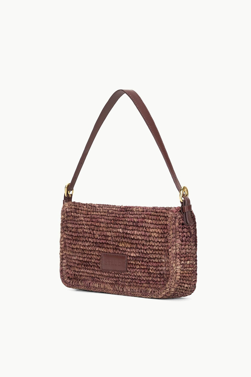 STAUD HARLOW RAFFIA BAG MAHOGANY 3