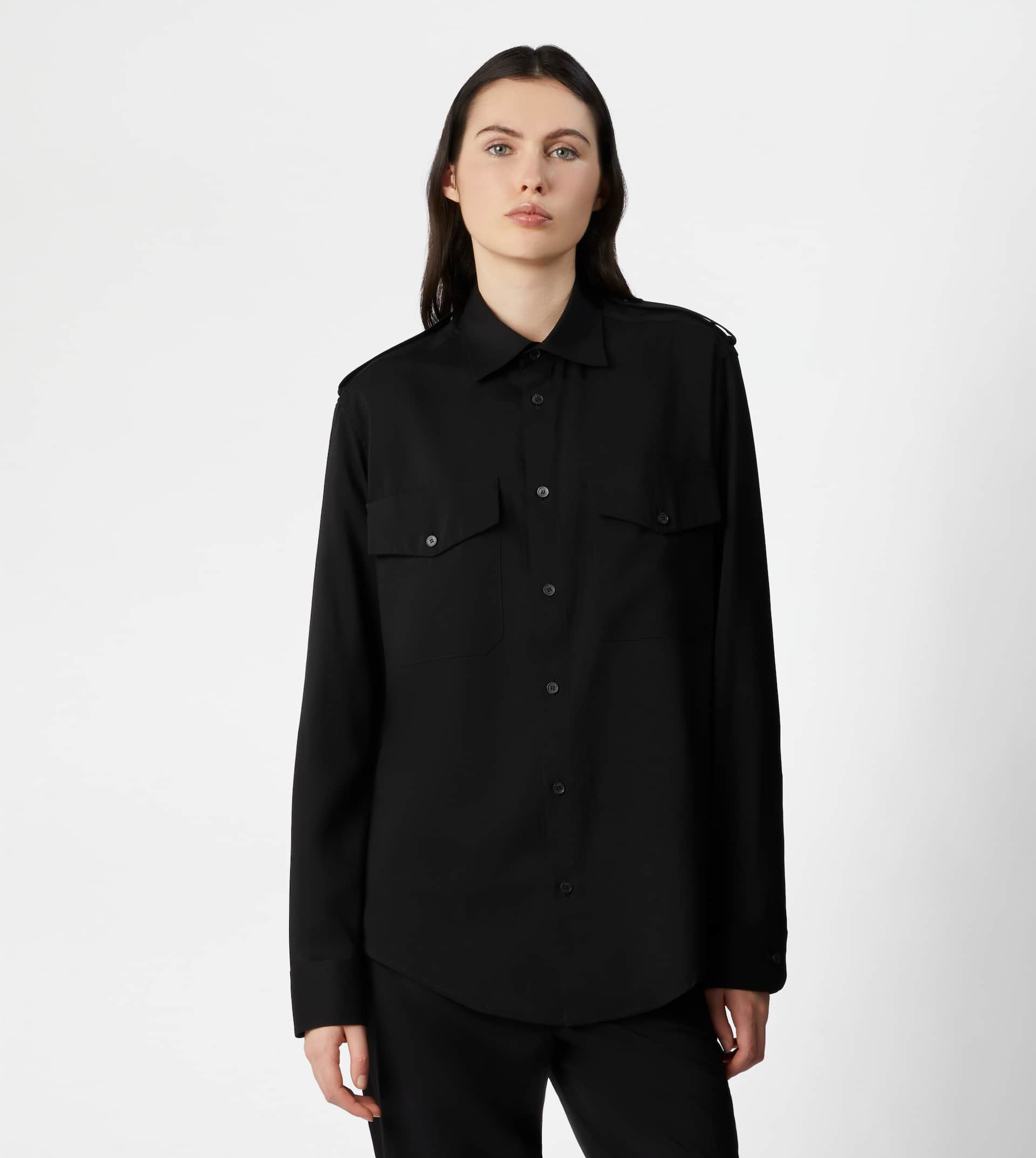 SHIRT IN WOOL - BLACK - 5