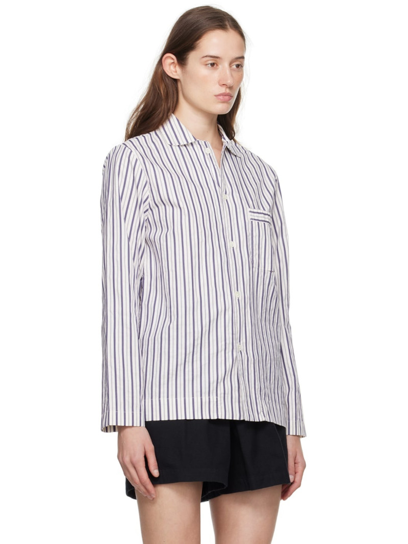 TEKLA White & Purple Long Sleeve Pyjama Shirt outlook
