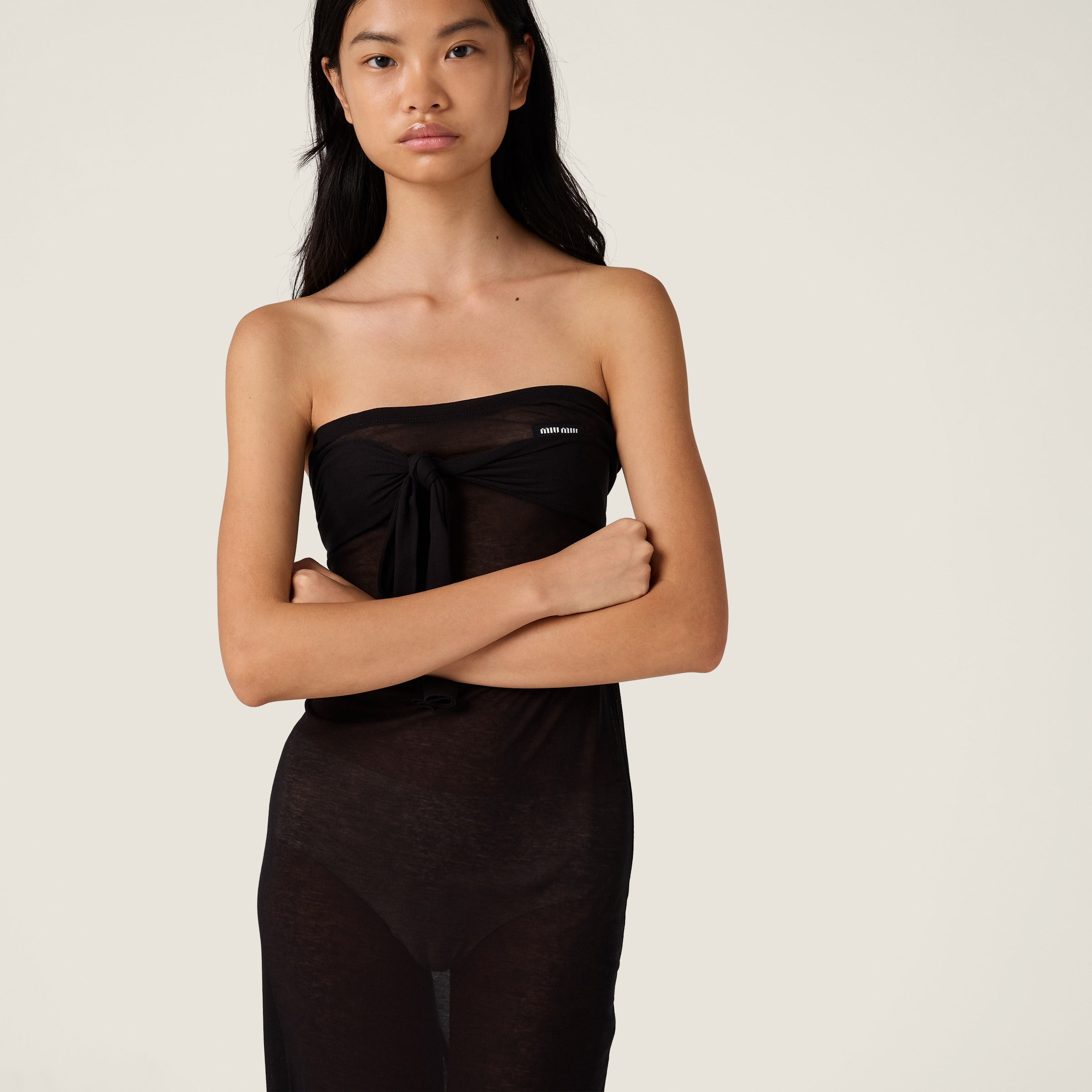 Long ribbed knit jersey dress - 5
