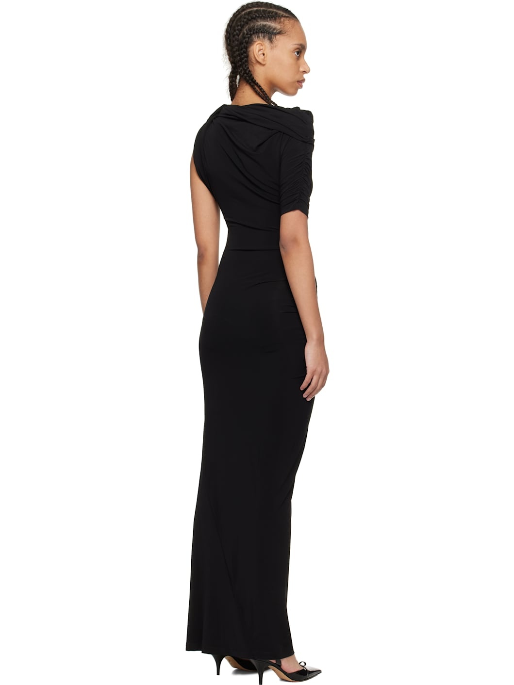 Black 'The Drapeado' Midi Dress - 3