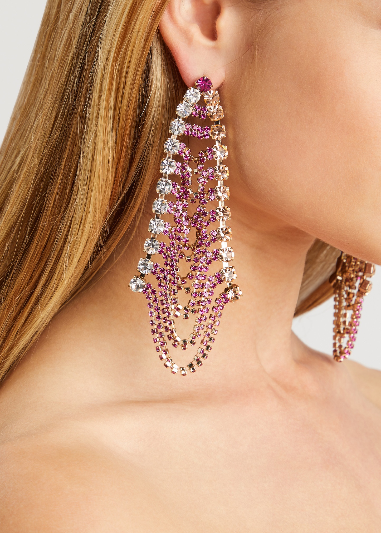 Patchwork crystal-embellished drop earrings - 2