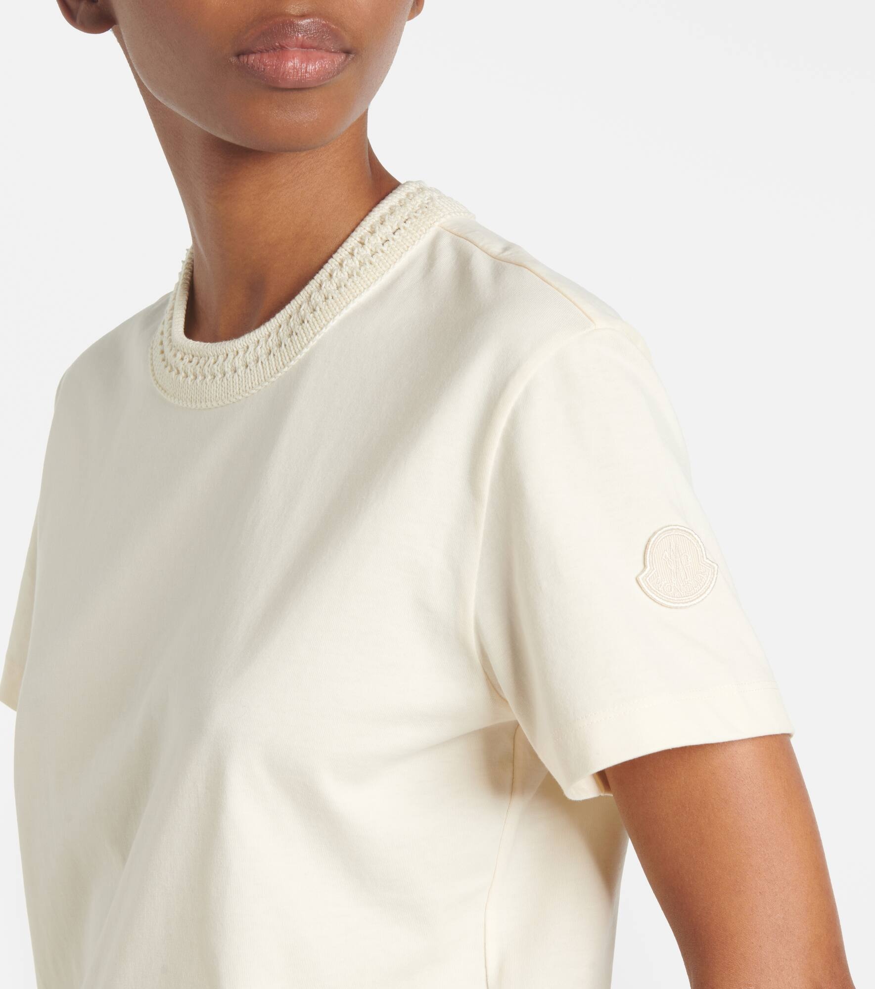 Lace-trimmed cotton T-shirt - 4