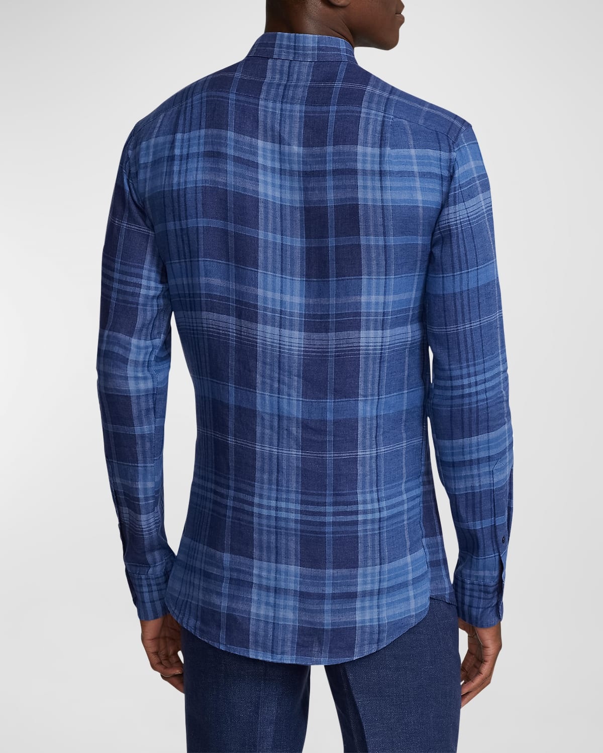 Men's Plaid Linen Sport Shirt - 4