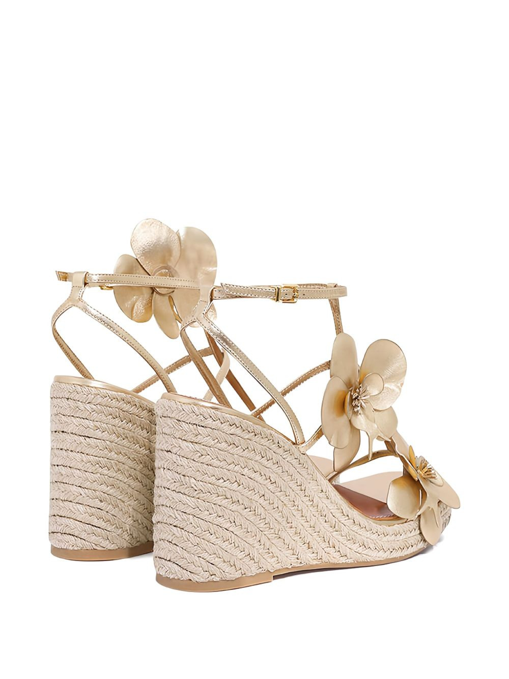 110mm Orchid flower-embellished wedge sandals - 4