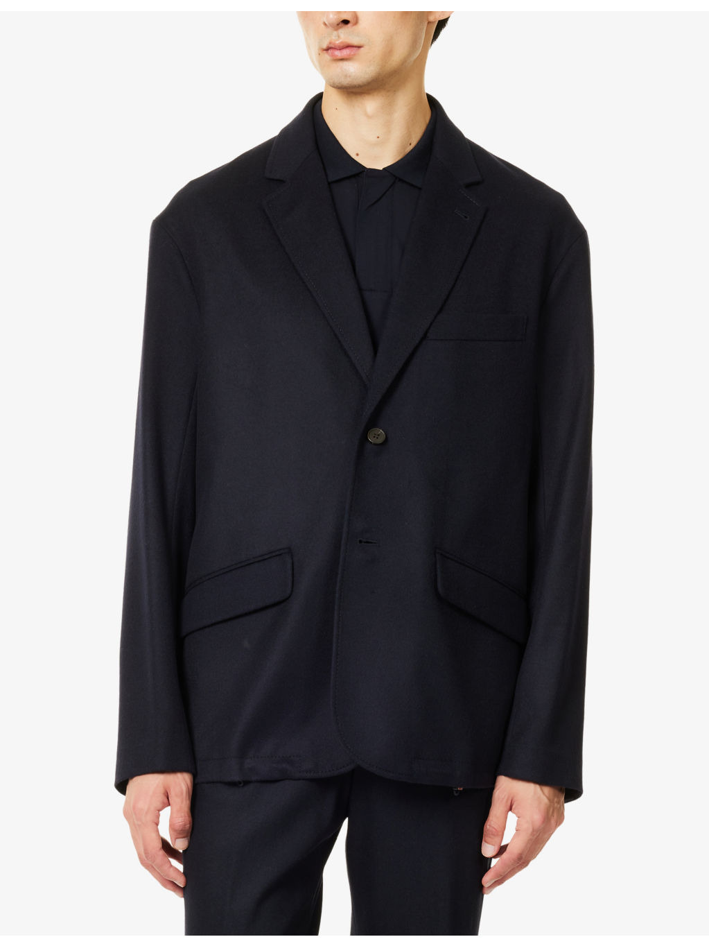 Single-Breasted Notched-Lapel Wool-Cashmere Blend Sport Blazer - 3