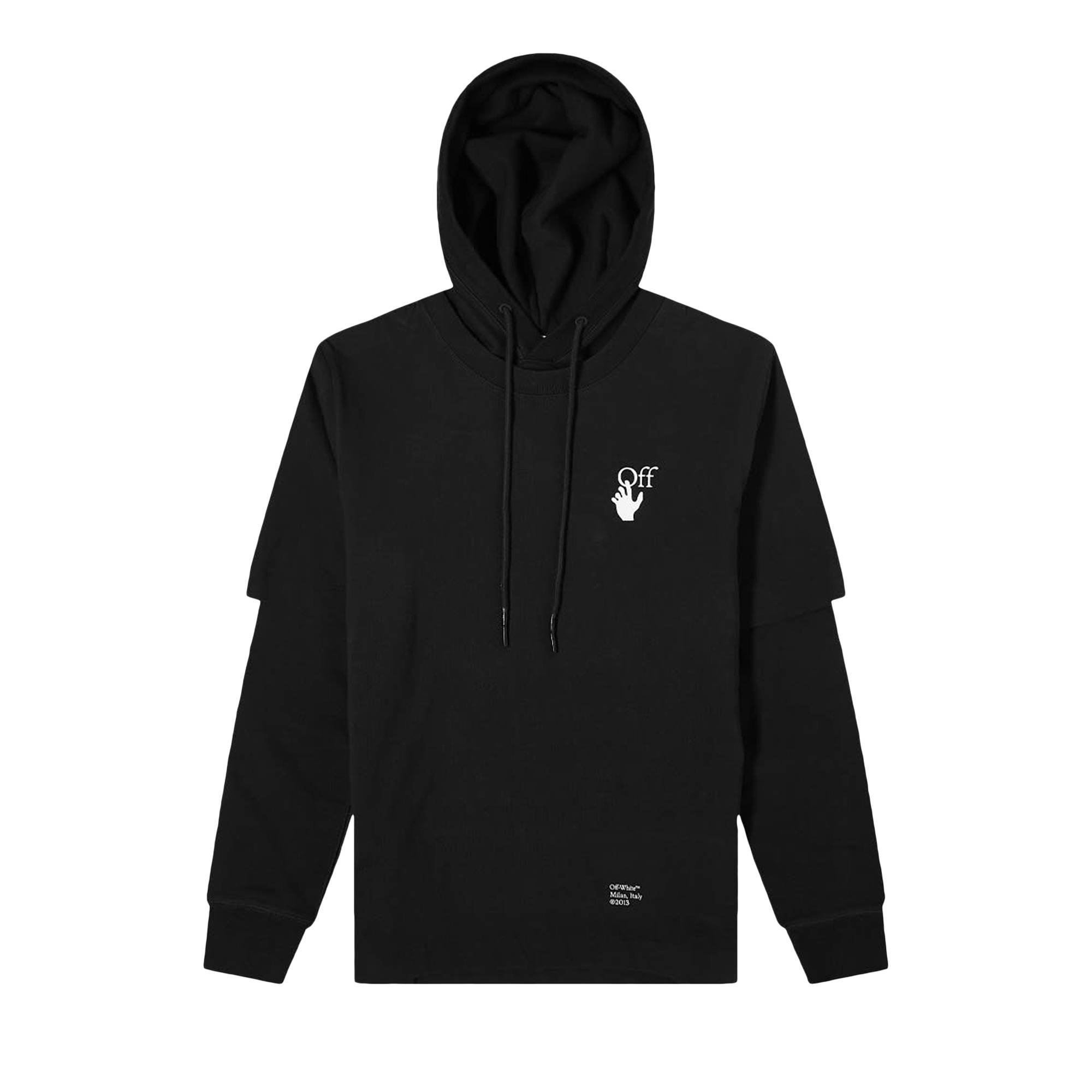 Off-White Caravaggio Arrow DBL Sleeve Hoodie 'Black' - 1