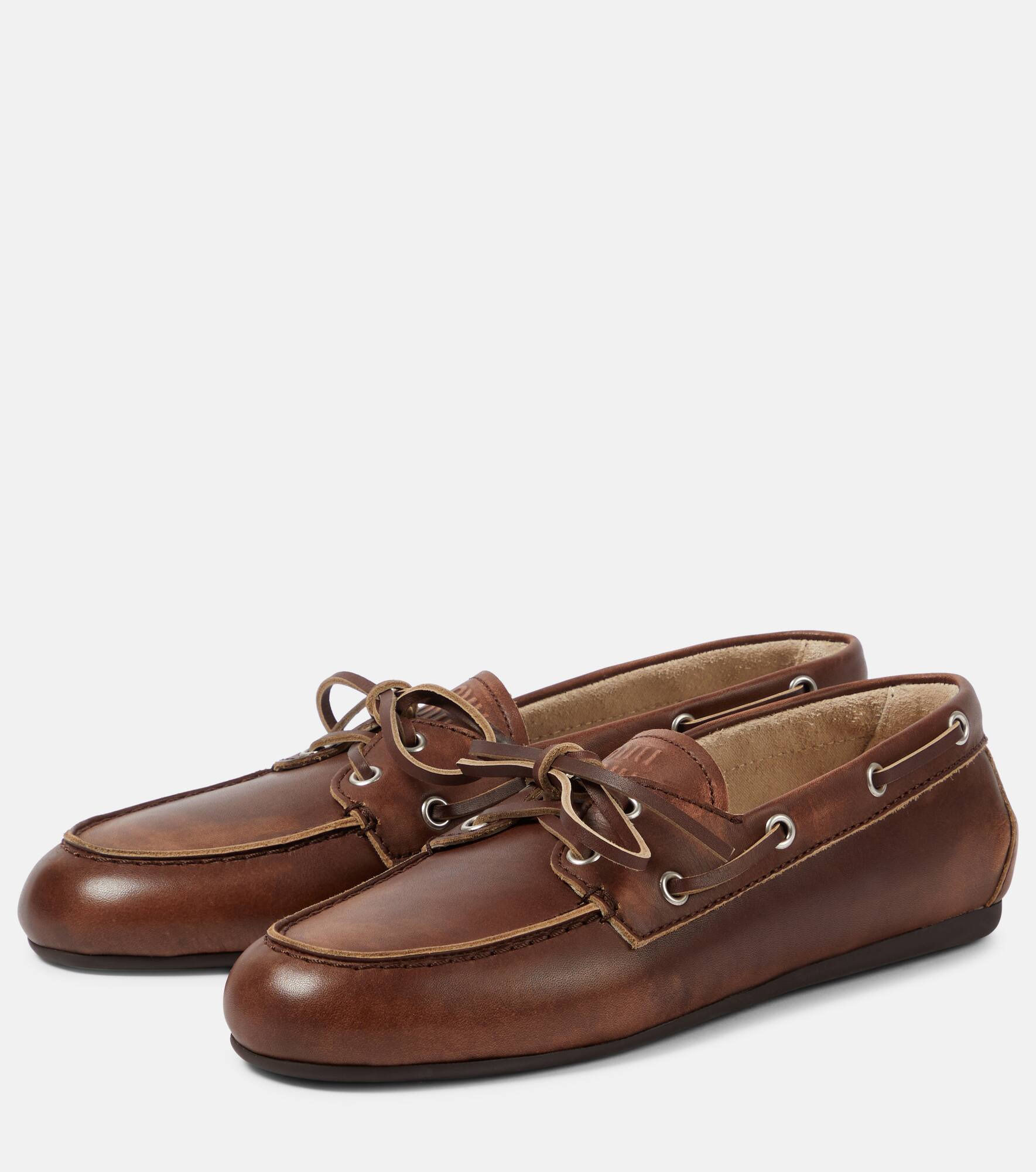 Leather boat shoes - 5