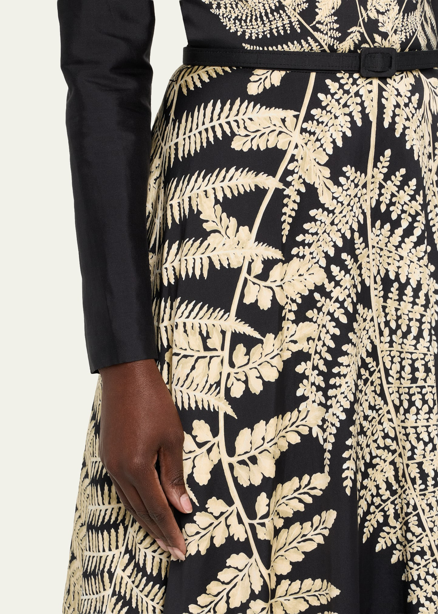 Fern-Print Long-Sleeve Midi Dress - 5