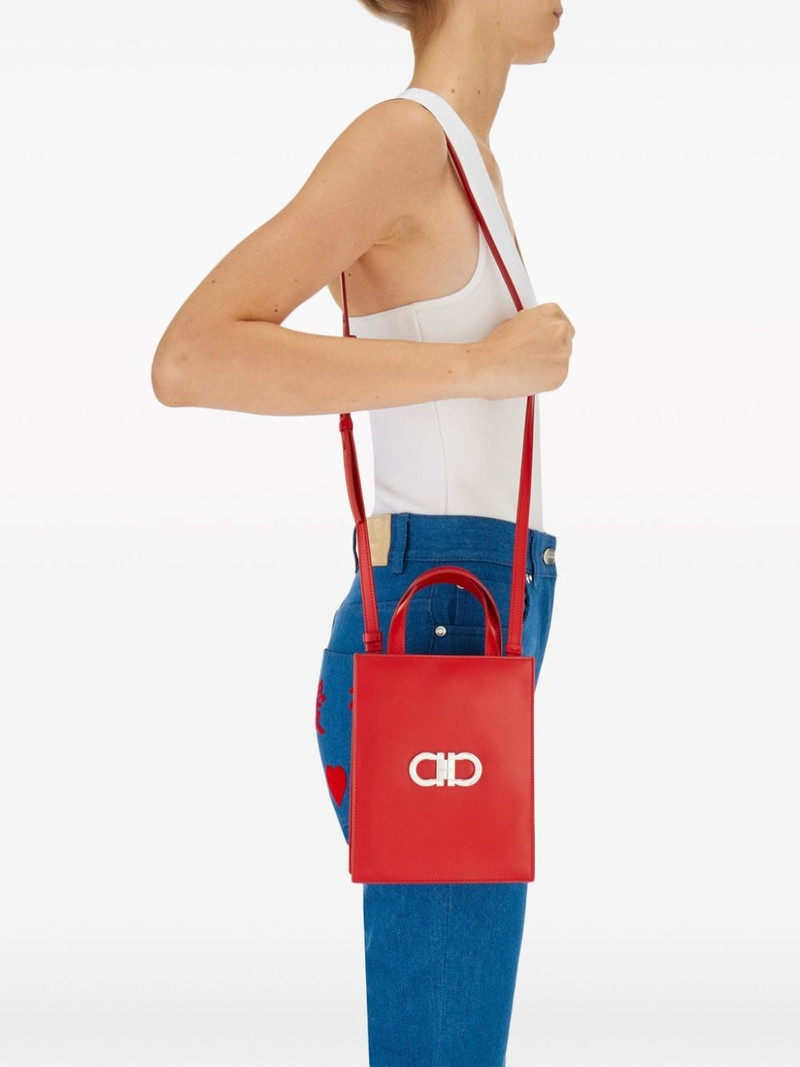 FERRAGAMO small Double Gancini leather tote bag outlook