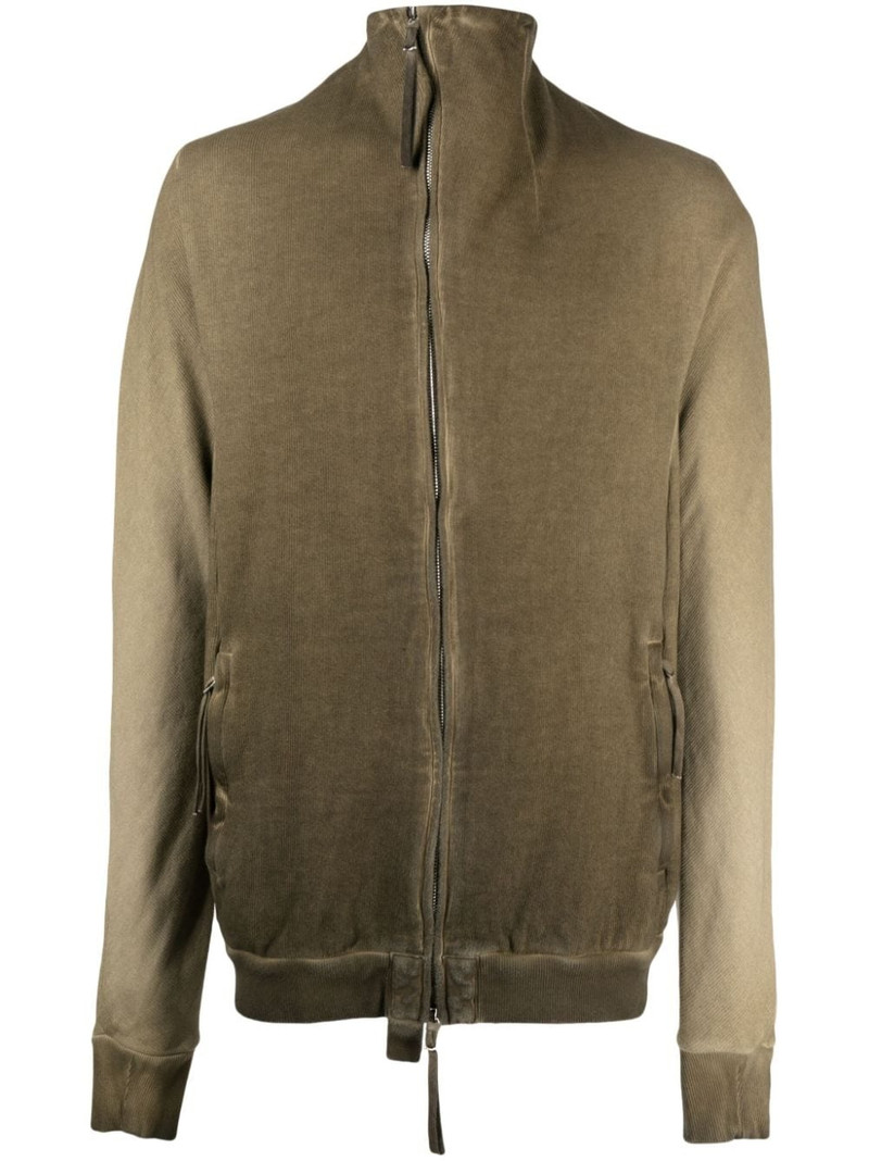 gradient-effect zipped cotton cardigan 1