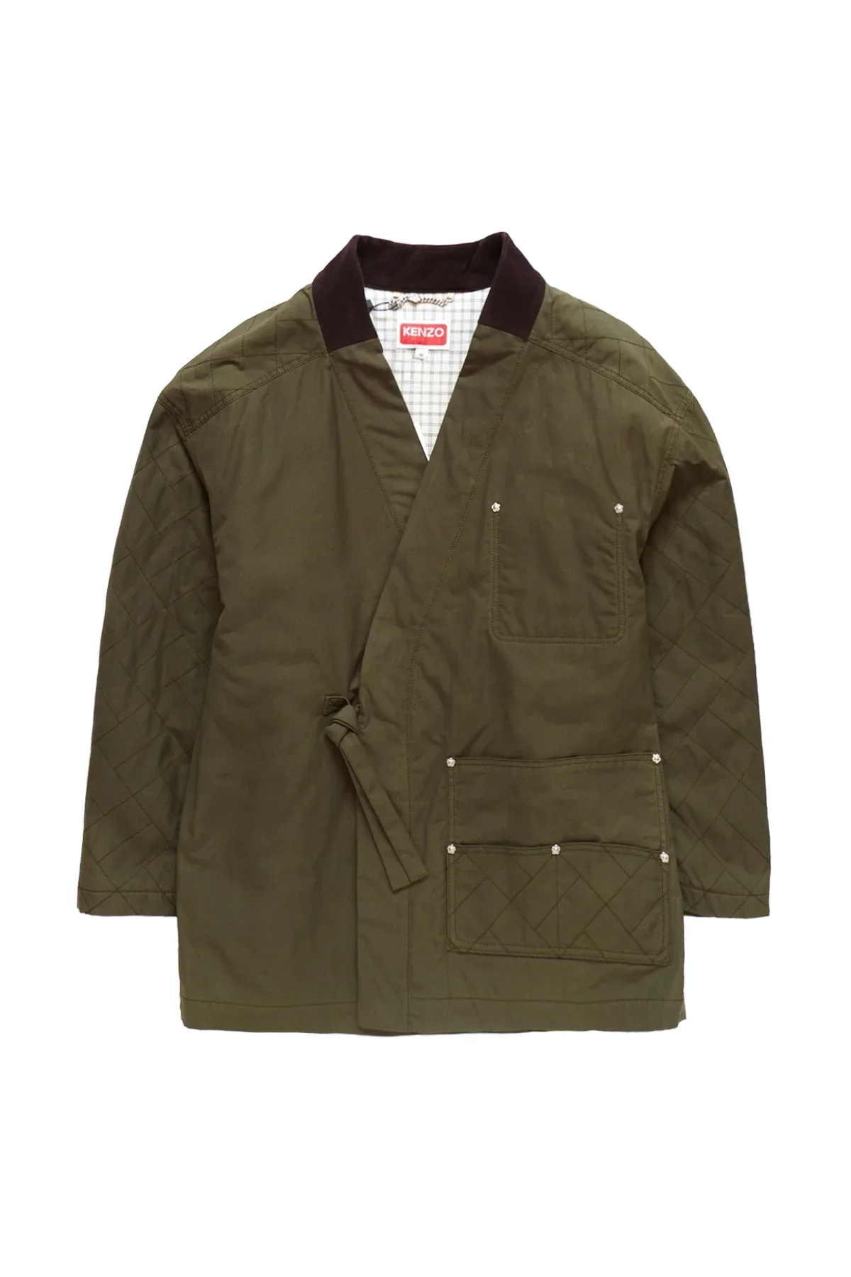 Kenzo Weave Kimono Coat Dark Khaki - 1