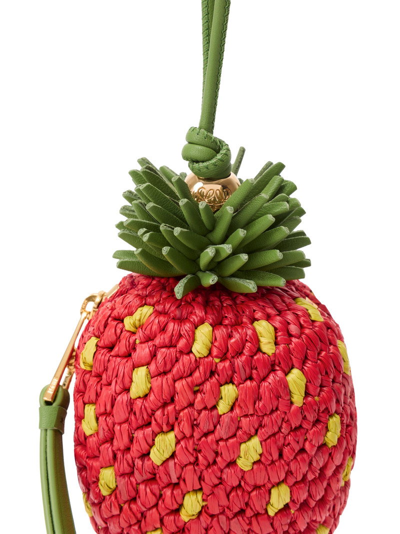 Women's LOEWE x Paula's Ibiza Strawberry Raffia Coin Purse - Red 4