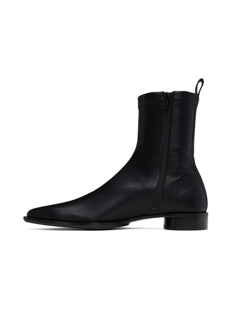 Black Zip Leather Boots 3