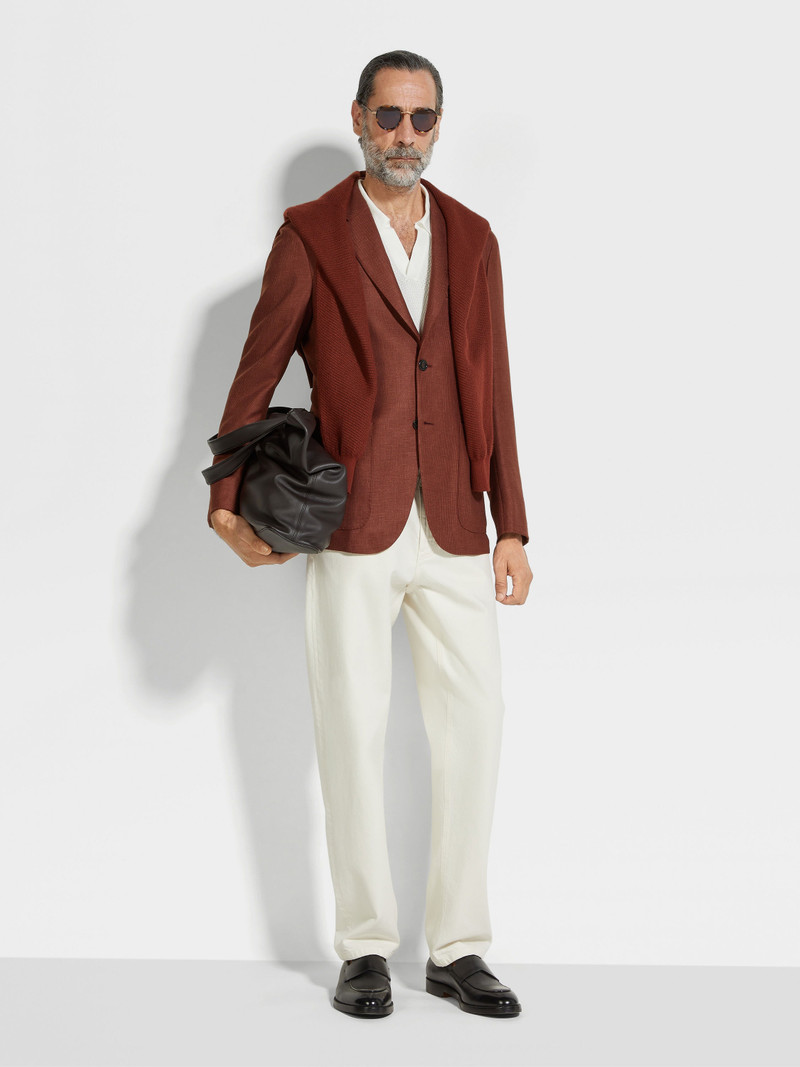ZEGNA BRICK RED CASHMERE SILK AND LINEN JACKET outlook