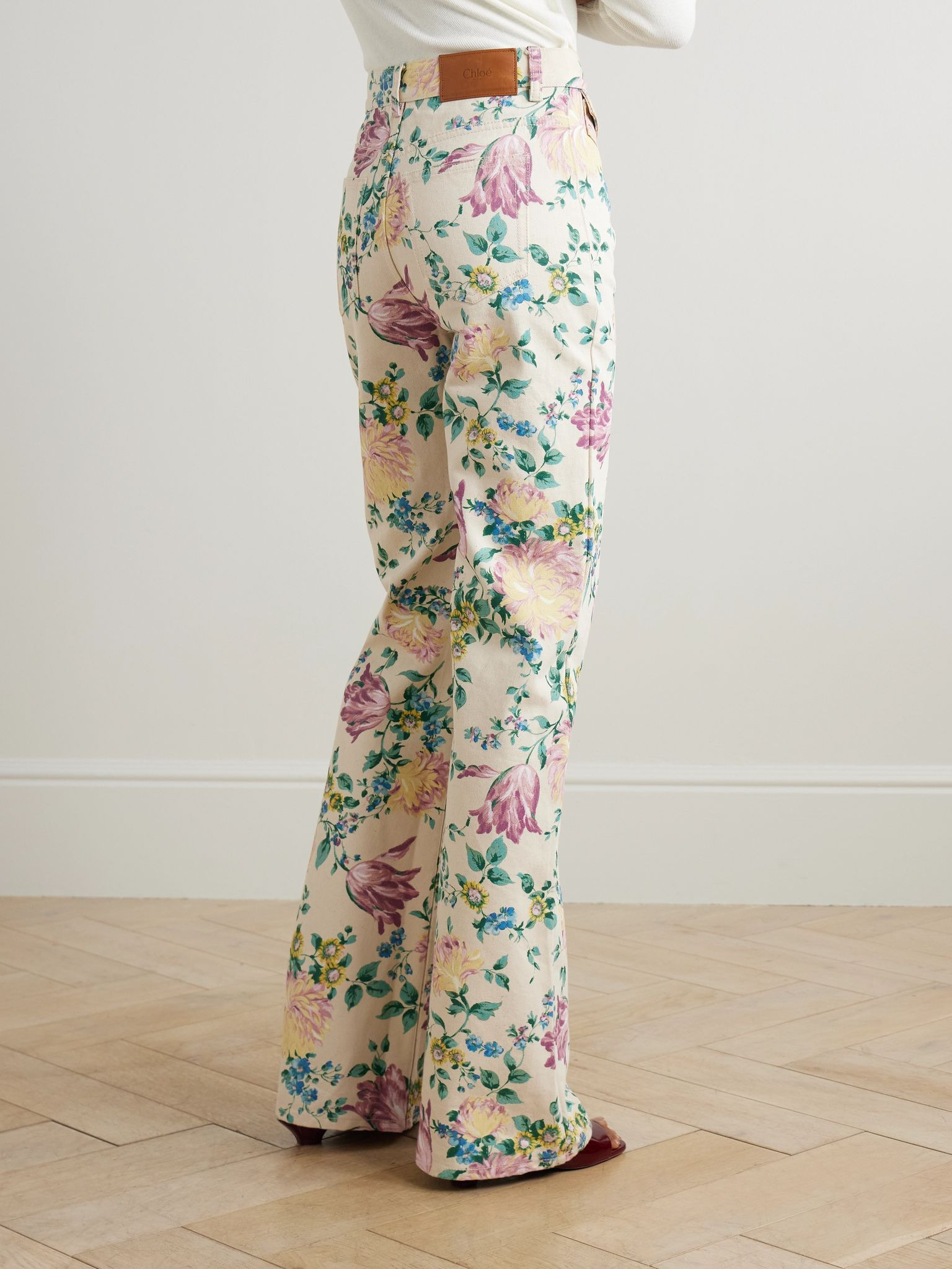 Floral-print high-rise straight-leg jeans Green - 4