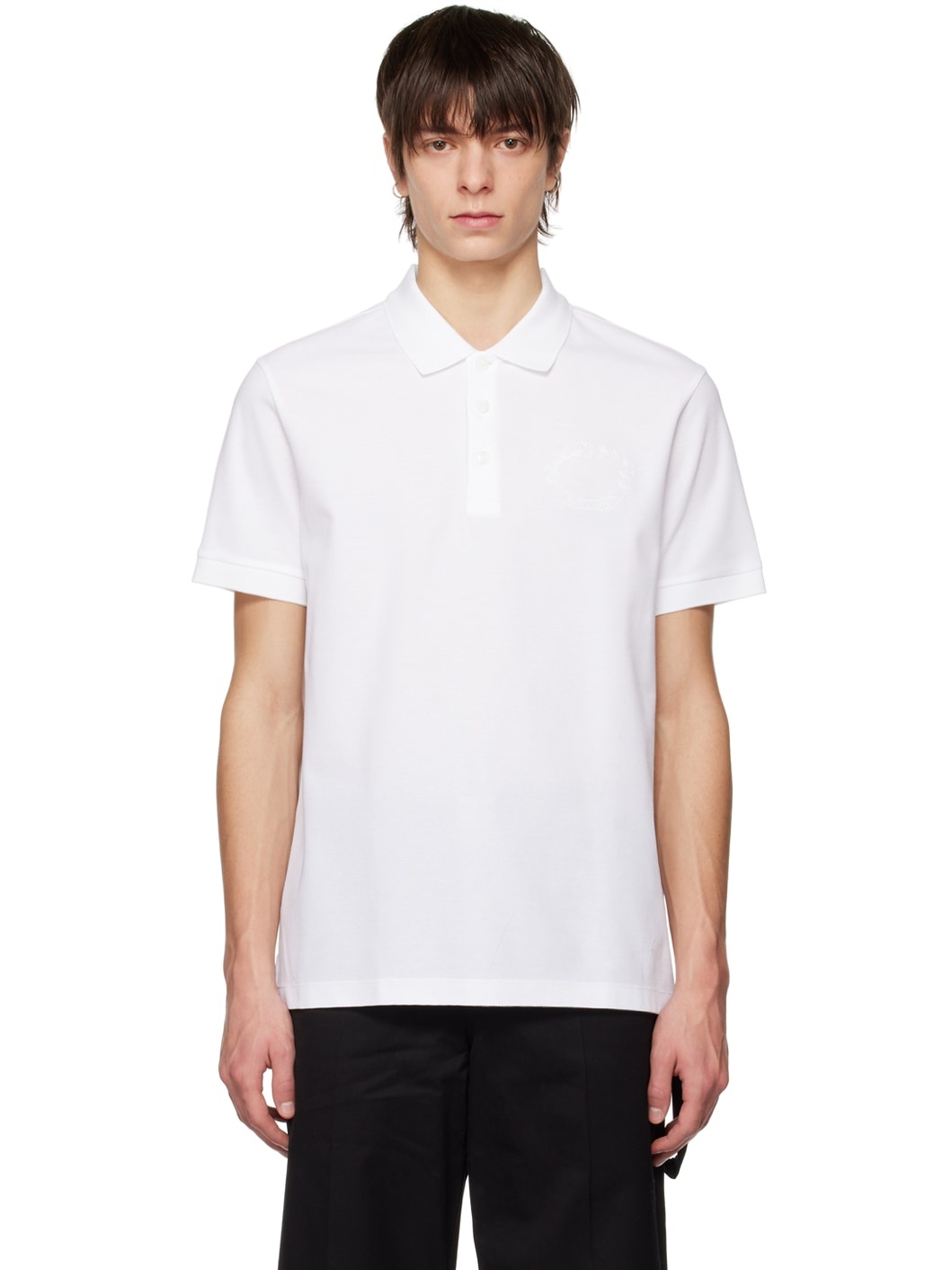 White Embroidered Polo - 1