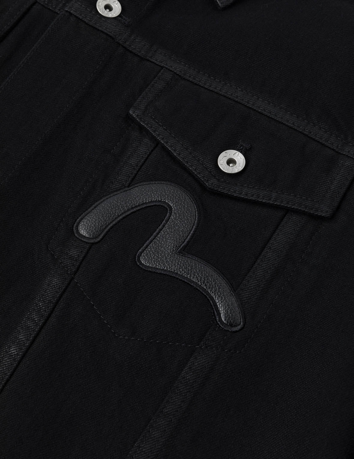 Kamon and Seagull Appliqué Regular Fit Denim Jacket Shirt - 9