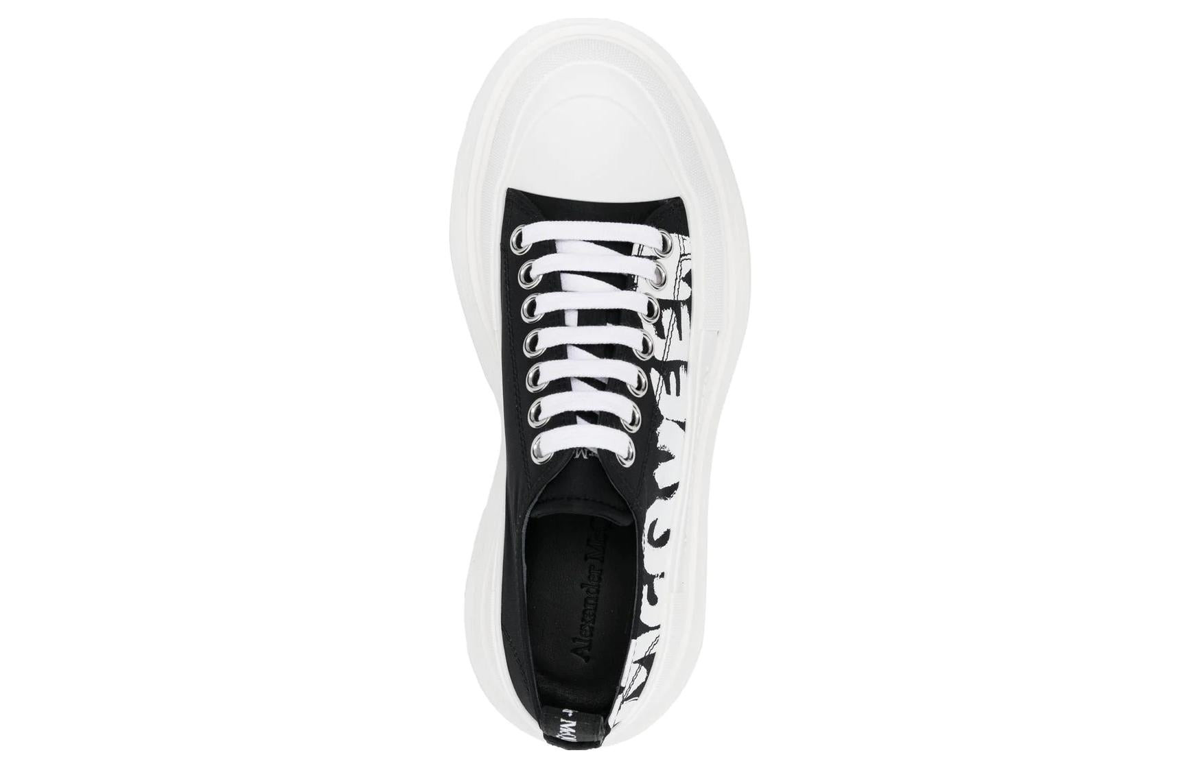 (WMNS) Alexander McQueen Tread Slick Low Lace Up Graffiti Shoes 'White Black' 708753W4RQ21041 - 5