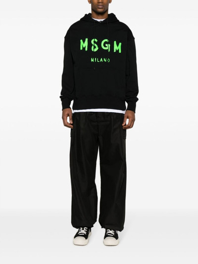 MSGM logo-print cotton hoodie outlook