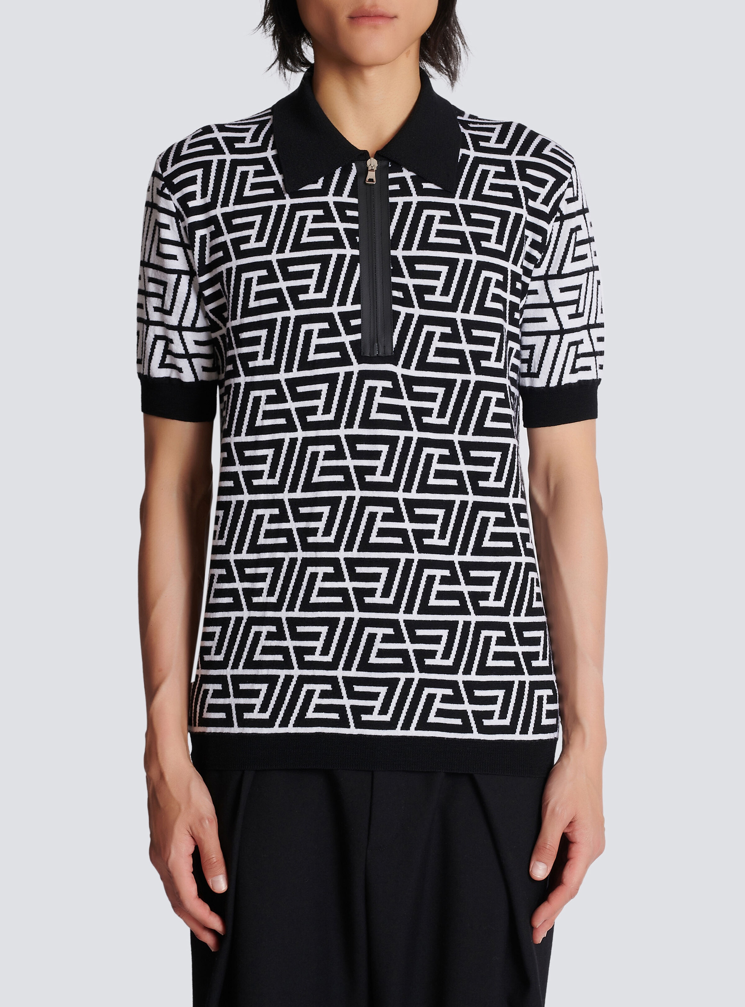 Cotton polo shirt with pyramid monogram - 4