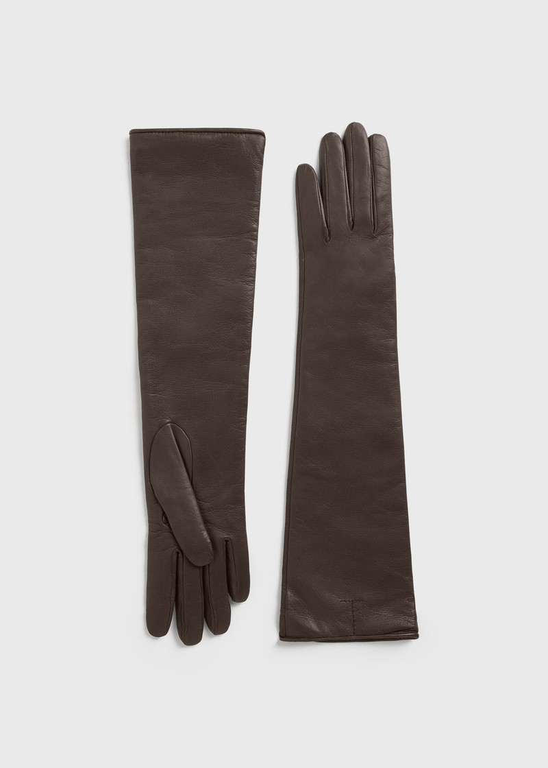 Long leather gloves brown 4