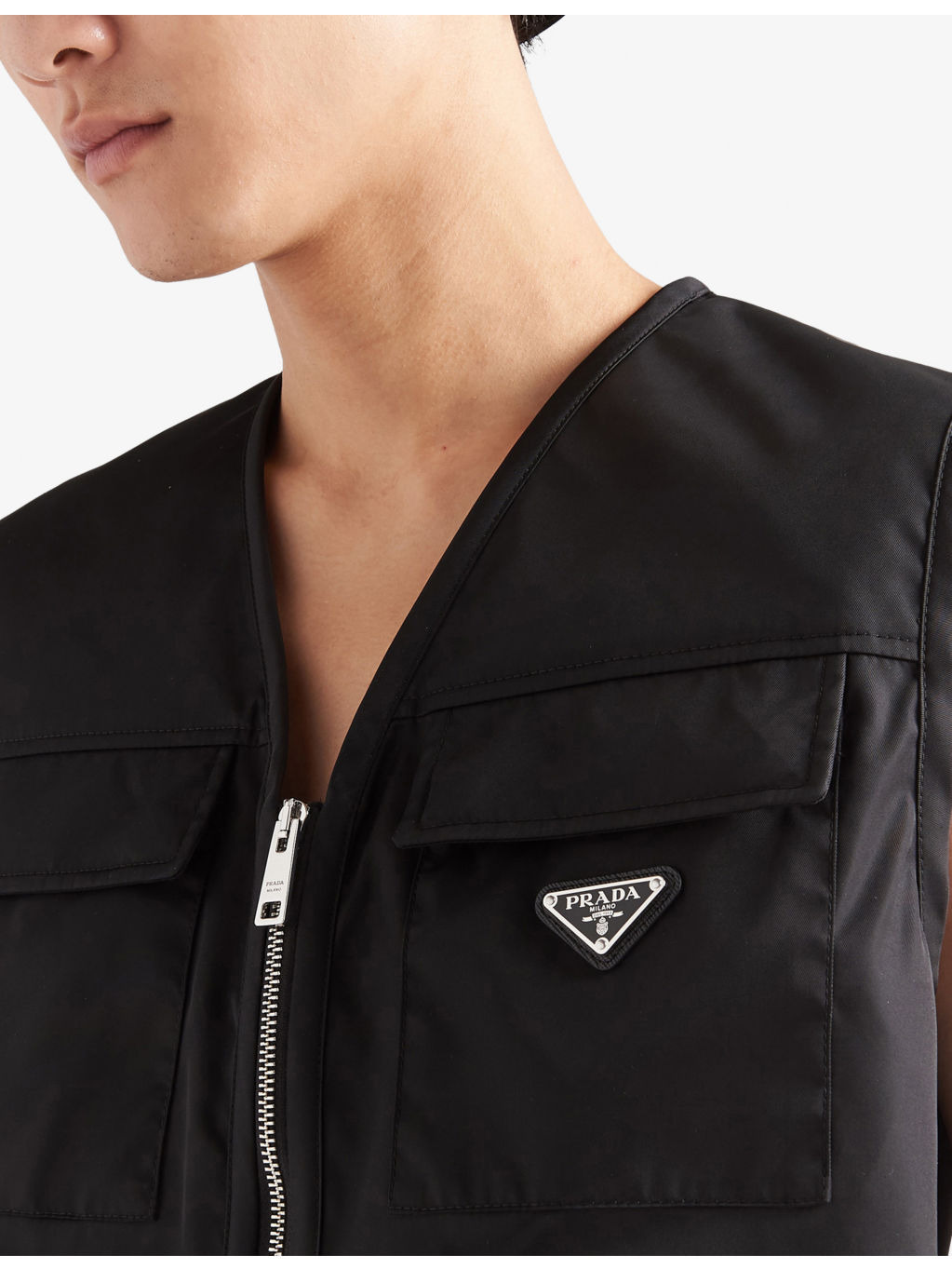 Re-Nylon Brand-Plaque Nylon Vest - 5