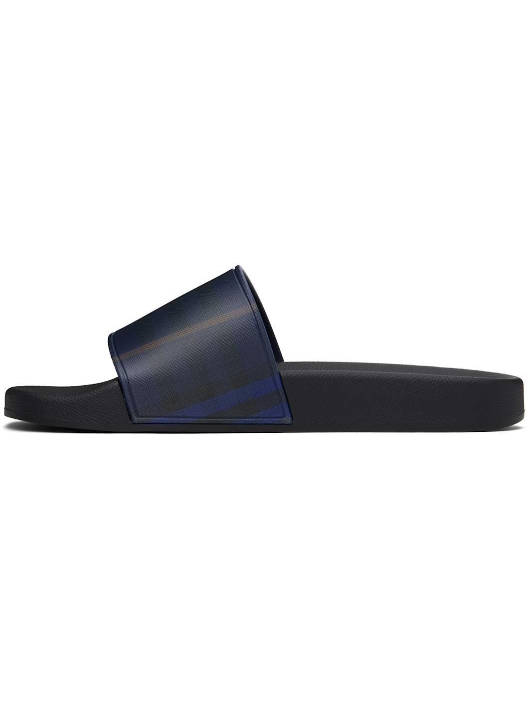Navy & Black Check Pool Slides - 3