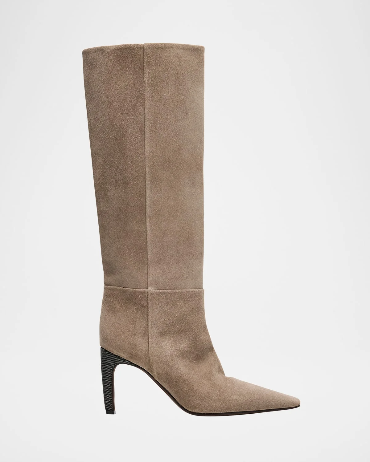 85mm Soft Velour Knee-High Boots with Monili Heel - 1