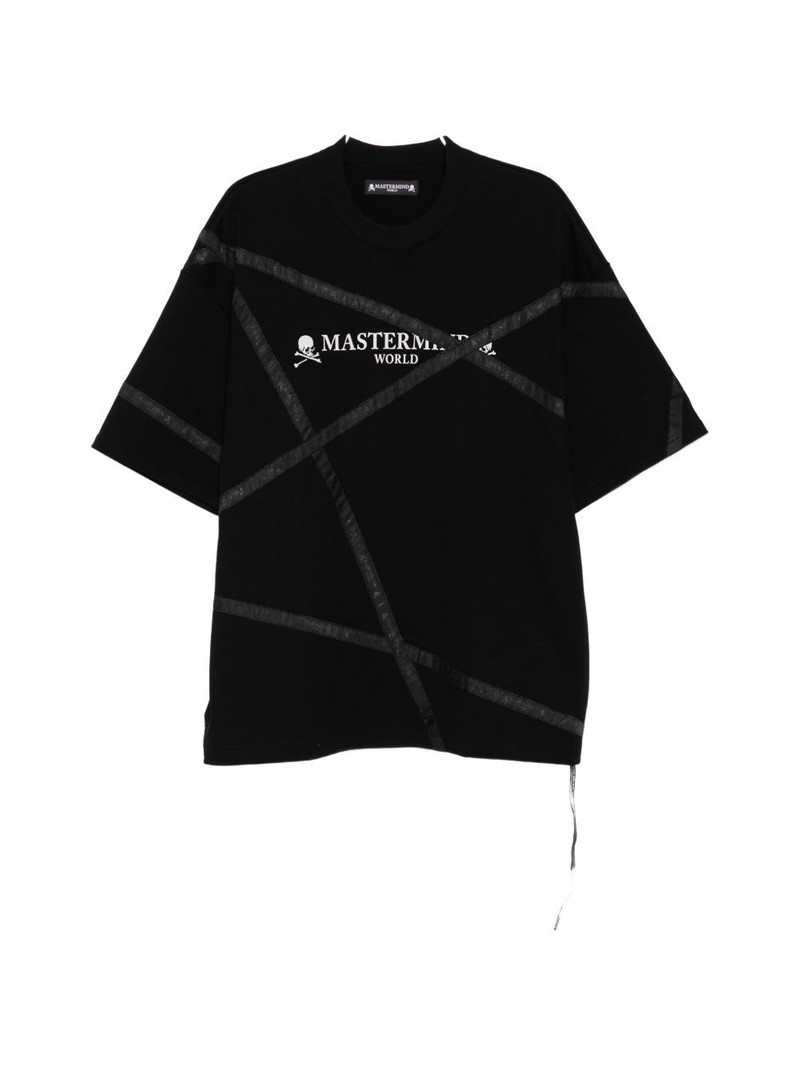 logo-print panelled T-shirt 1