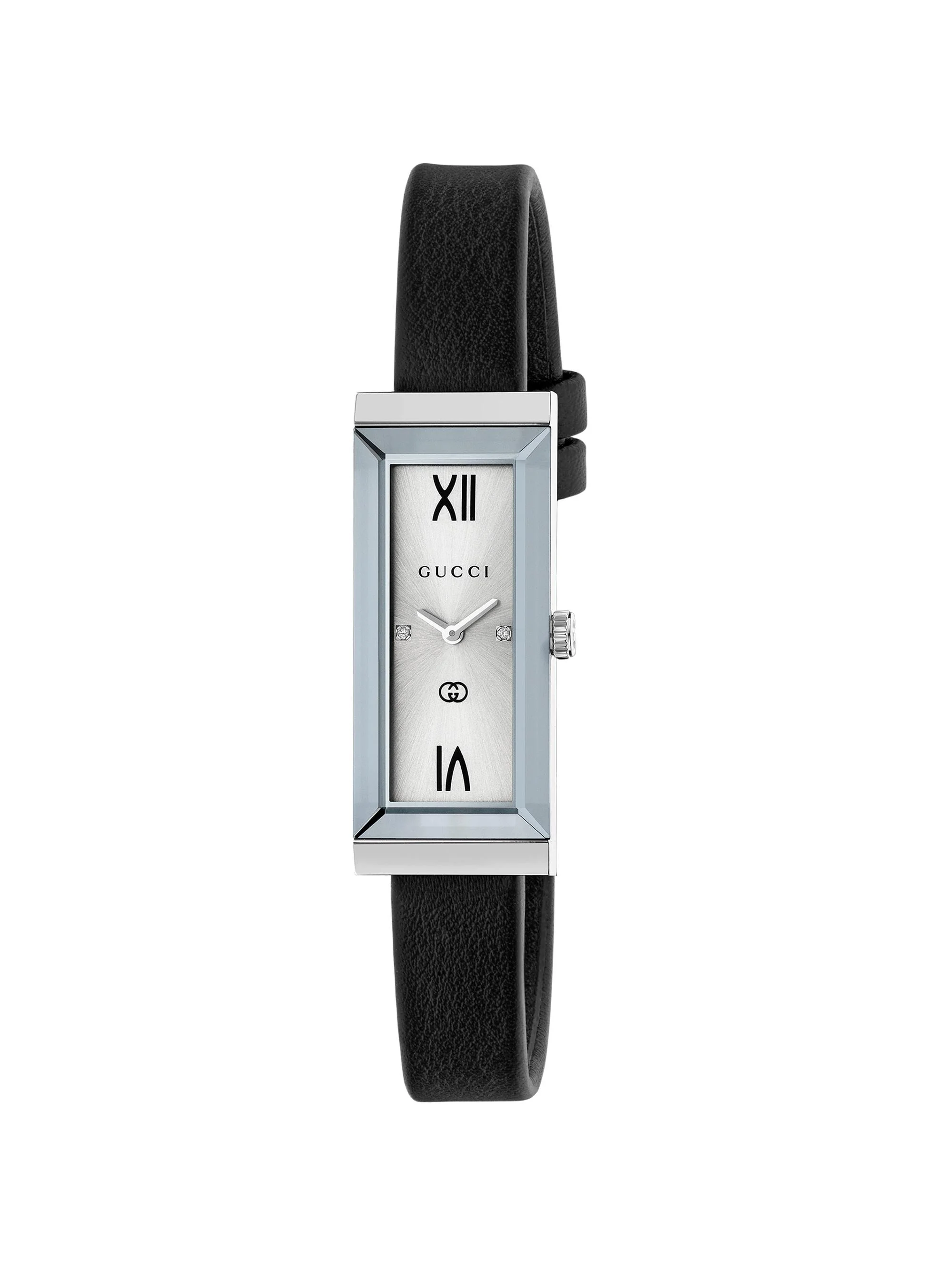 Women's G-Frame Stainless Steel & Leather Strap Watch/14MM x 34MM - Black - 1