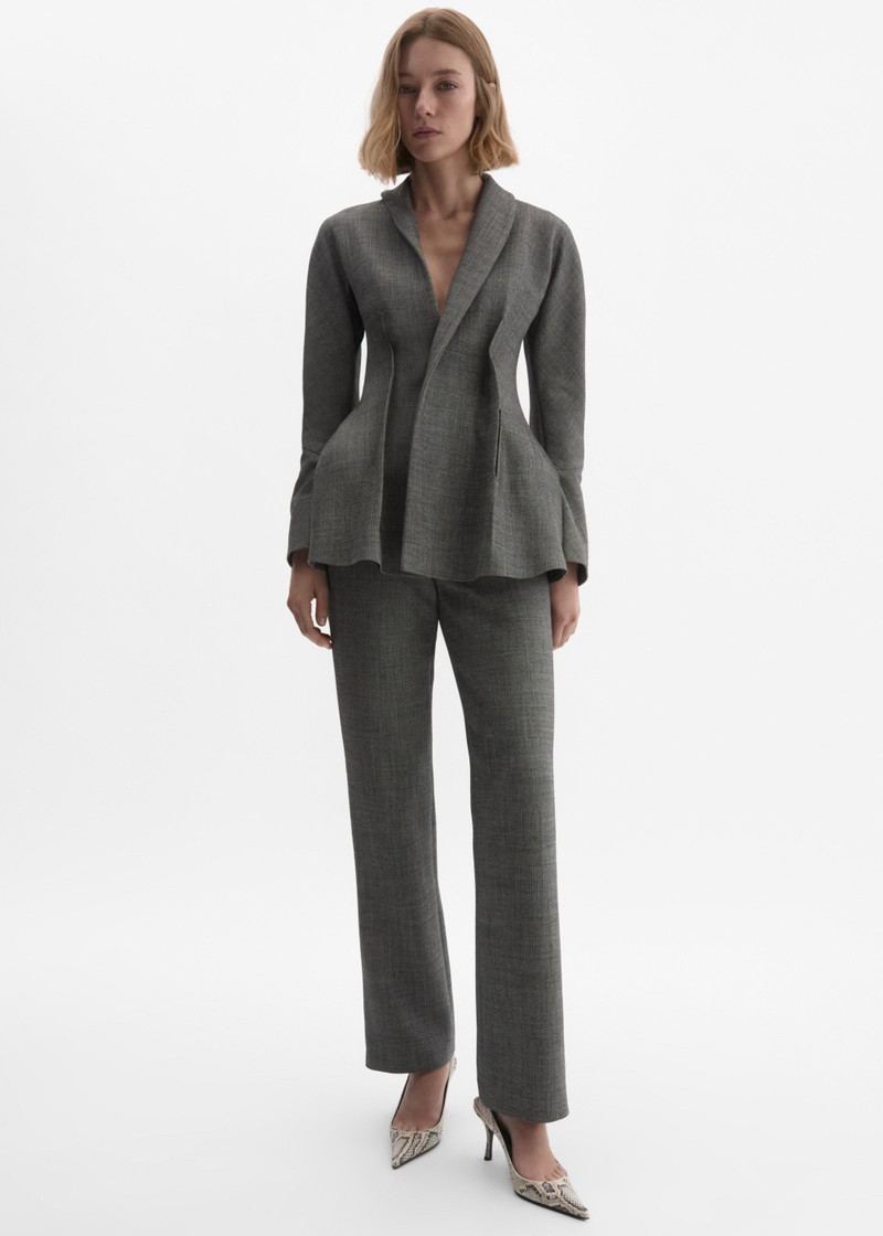 Draped wool blazer in grey 4