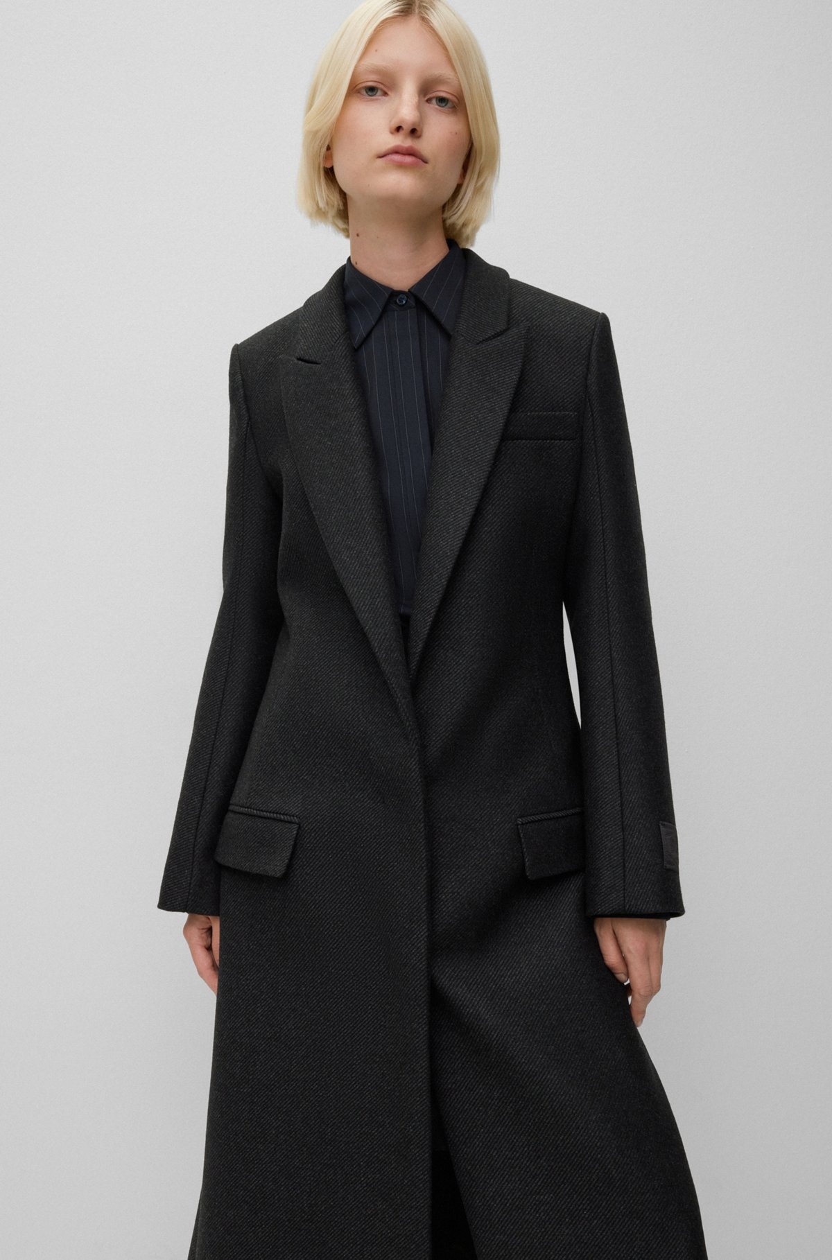 WOOL-BLEND TAILORED COAT WITH BACK ZIP DETAIL - 6
