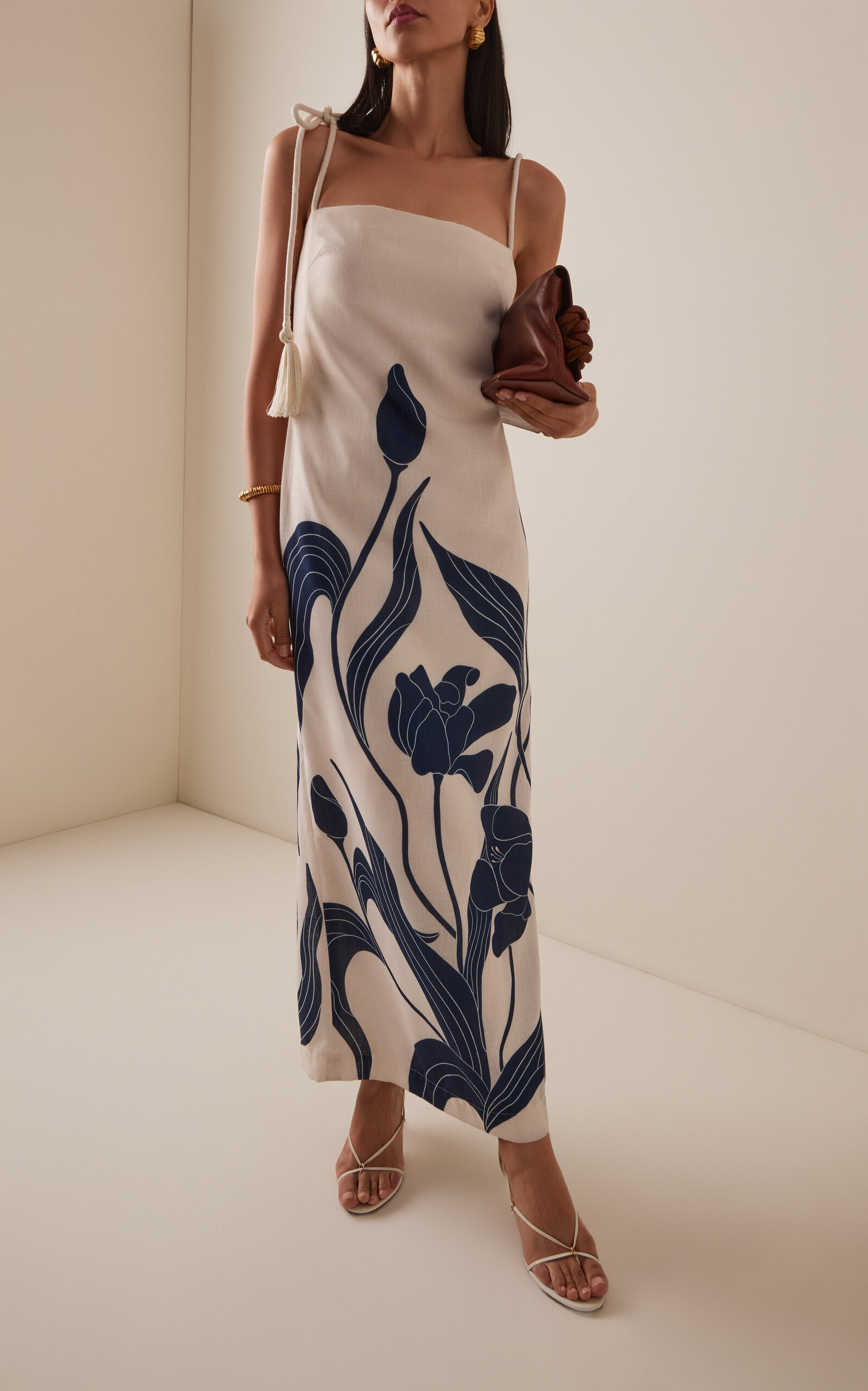 Pasos De Jardin Linen Midi Dress navy - 2