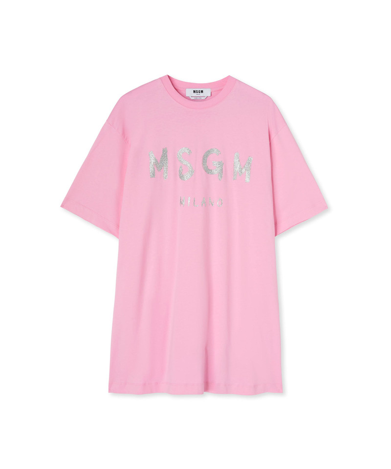 MSGM Cotton crewneck t-shirt with brushed logo outlook