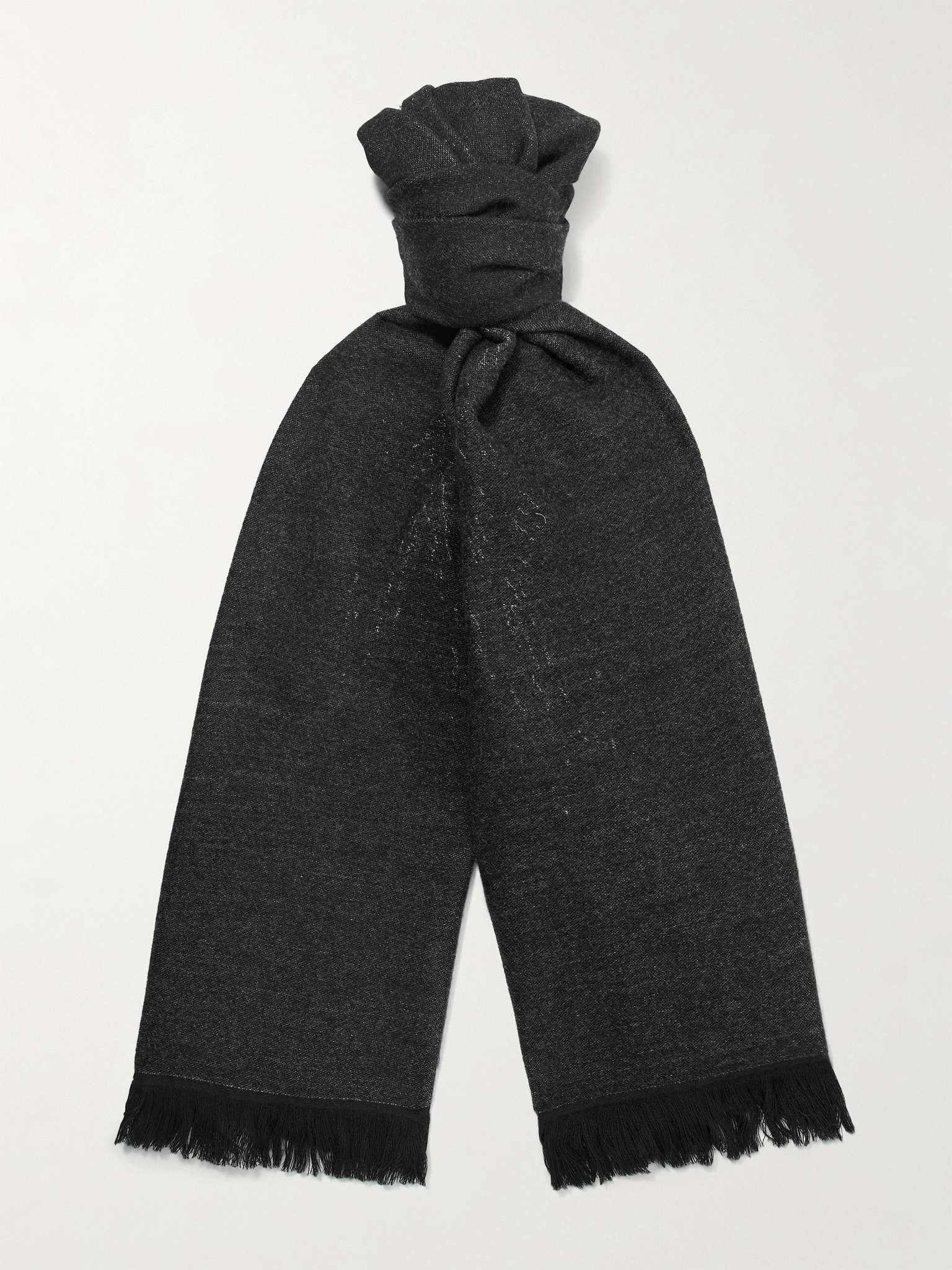 Fringed Logo-Jacquard Wool Scarf - 1