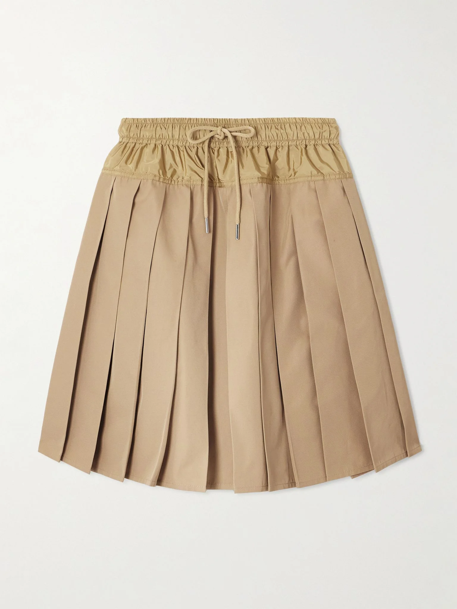 Shell-trimmed pleated twill skirt Beige - 1