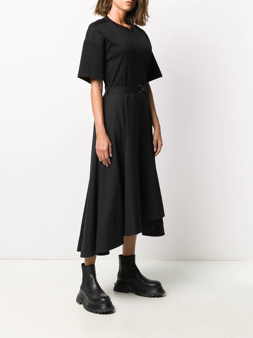 belted asymmetric dress - 3