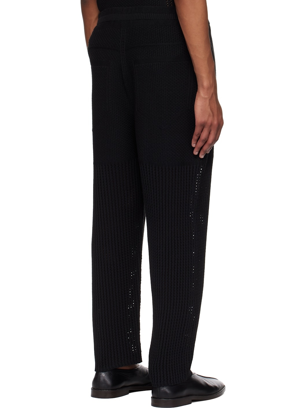 Black Rustic Knit Sweatpants - 3