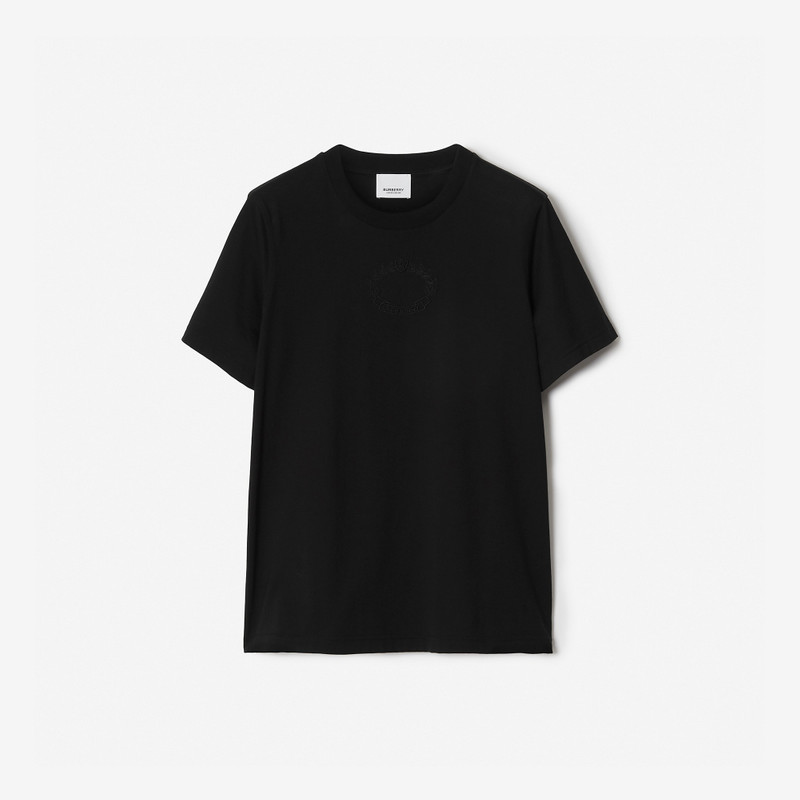 Embroidered Oak Leaf Crest Cotton T-shirt - 1